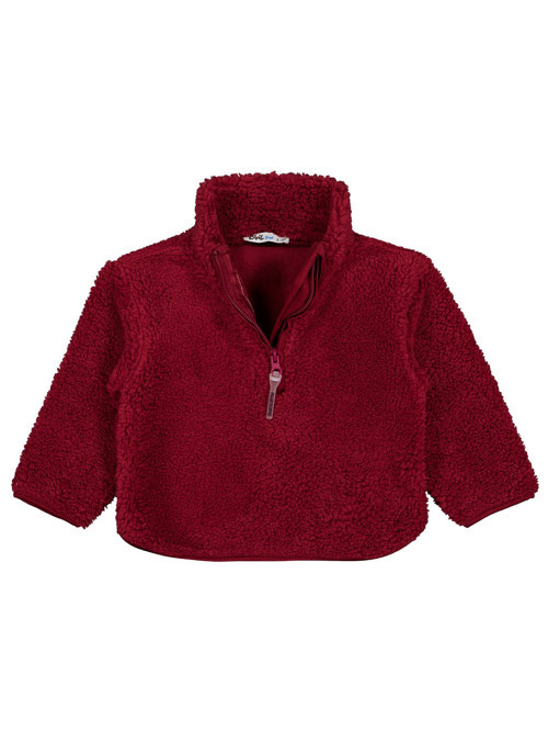 Biyeli Yarım Fermuarlı 2-5 Yaş Sweatshirt - Bordo 2-3 Yaş