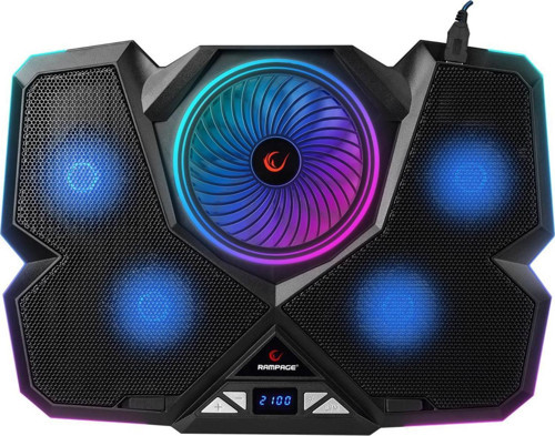 Breeze S50 Telefon Tutuculu 5 Fanlı RGB Işıklı Yükseklik Ayarlı LCD Göstergeli Notebook Soğutucu