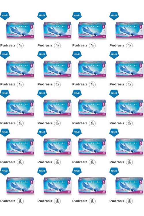 Cerrahi Eldiven Mavi Nitril Eldiven 100'Lü Paket 20 Adet S Beden Muayene Eldiveni