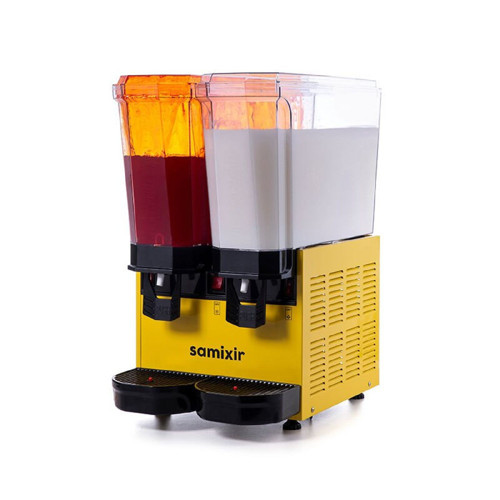 40.SMY Klasik Twin Soğuk İçecek Dispenseri, 20+20 L, Fıskiyeli ve Karıştırıcılı, Sarı