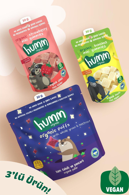 Organik Vegan Puf & Meyveli Mini Küpler Atıştırmalık Paketi - 3 Adet (3 çeşit)