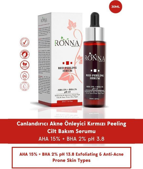 Akneli Cilt Düzenleyici Red Peeling Serum 30 ml AHA 15%+BHA 2% pH3.8