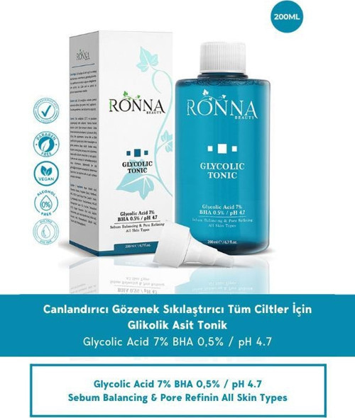 Gözenek Sıkılaştırıcı Glycolic Tonic 200 ml BHA 0,5% pH 4.7