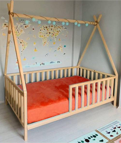 Kızıldereli Doğal Montessori Bebek Çocuk Karyolası
