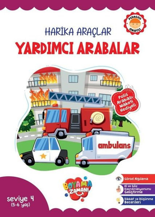 Harika Araçlar Yardımcı Arabalar Seviye 4 (5 - 6 Yaş) Polis Arabası Maketi Hediyeli