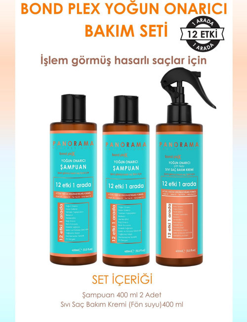 Bond Plex Bakım Seti 12 Etki 1 Arada 400 ml x2 Şampuan + Sıvı Saç Kremi