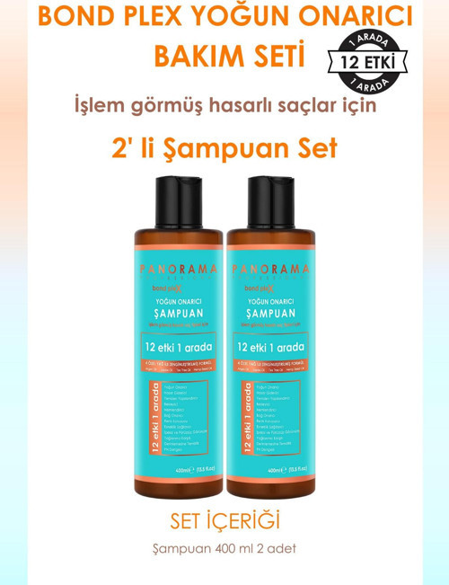 Bond Plex Bakım Seti 12 Etki 1 Arada 400 ml x2 Şampuan 2'li Set