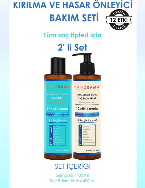 Kırılma ve Hasar Önleyici Bakım Seti 400 ml Şampuan + Saç Bakım Kremi 2'li Set