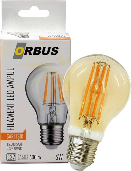 ORB-F6W E27 600 Lümen 6 Watt Filament Amber Led Ampul Led Lamba