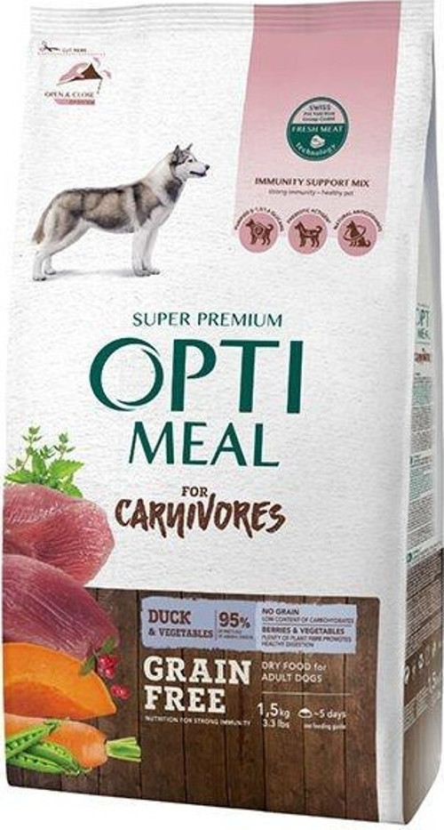 Süper Premium Ördekli-Sebzeli Tüm Irk Yetişkin Tahılsız Köpek Maması 1,5 Kg