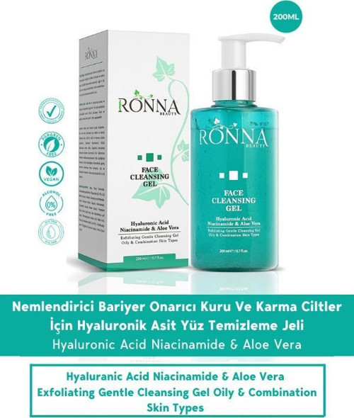 Besleyici Ve Onarıcı Temizleme Jeli Face Cleasing Gel 200 ml Hyaluronic Acid Niacinamide