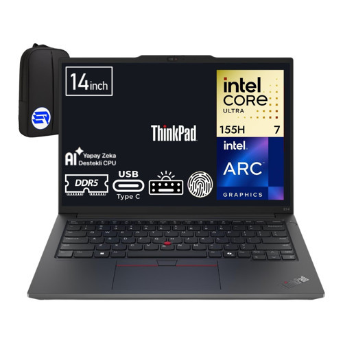 Thinkpad E14 Gen 6 Ultra 7-155H 16GB Ram 512GB SSD Arc Graphics 14" Wuxga WIN11 Pro 21M70031TX + Elektropasaj Çan