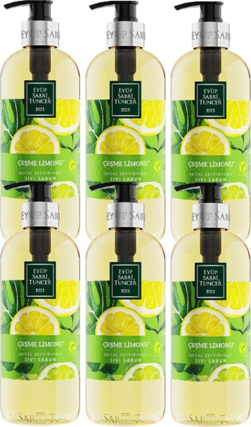 Doğal Zeytinyağlı Sıvı Sabun Çeşme Limonu 500 Ml X 6 Adet