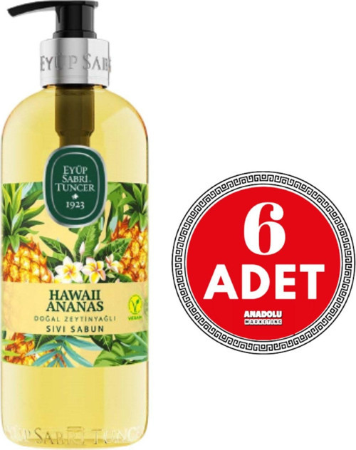 Hawaii Ananas Doğal Zeytinyağlı Sıvı Sabun 500 Ml 6 Adet