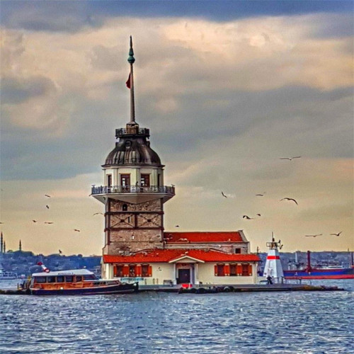 Pastelya Sayılarla Boyama Seti Rulo Çerçevesiz Kız Kulesi 2