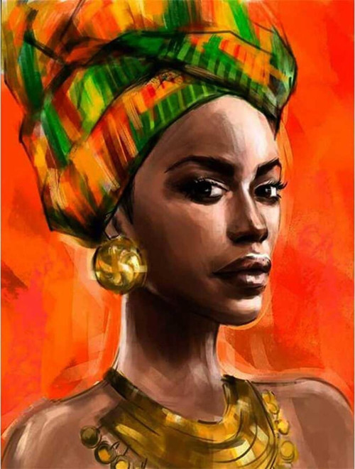 Pastelya Sayılarla Boyama Seti Çerçeveli Kasnaklı Afrikalı Güzel 7