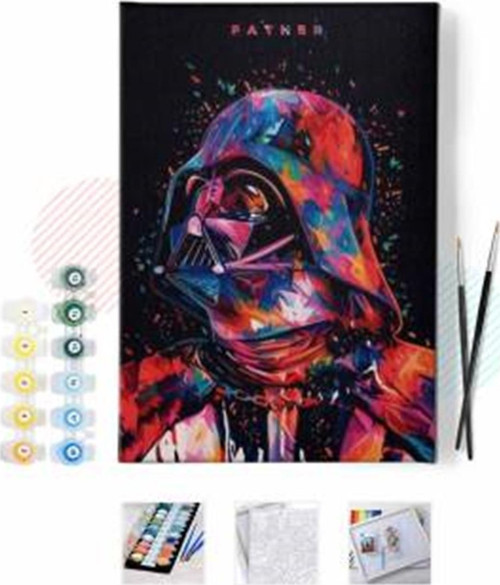 Pastelya Sayılarla Boyama Seti Çerçeveli Kasnaklı Starwars Darth Vader