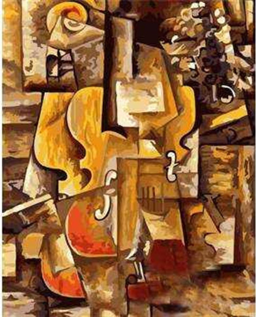 Pastelya Sayılarla Boyama Seti Rulo Çerçevesiz Picasso Keman Ve Üzümler