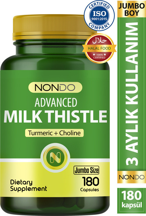 Milk Thistle 180 Kapsül Jumbo Boy ( Deve Dikeni, Enginar, Slibin, Kolin, Zerdeçal, Magnezyum)