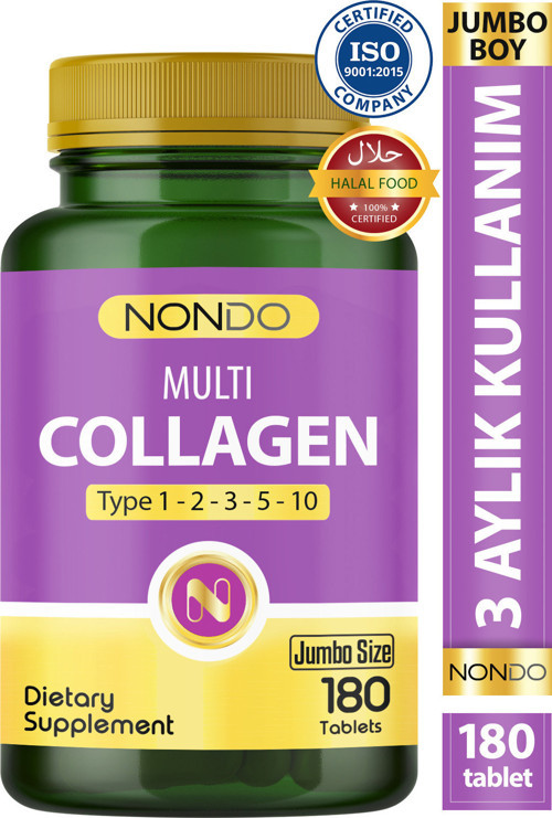 Multi Kolajen 180 Tablet (Jumbo Boy 5 Çeşit Kolajen Tip 1-2-3-5-10 Hyalüronik Asit Çinko )