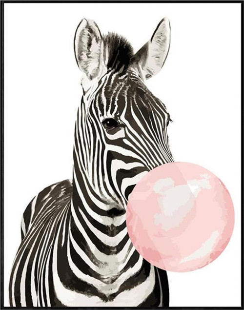 Pastelya Sayılarla Boyama Seti Rulo Çerçevesiz Pembe Sakız Ve Zebra