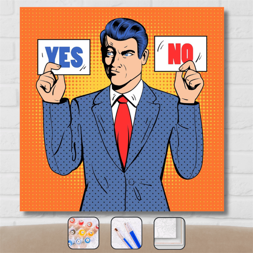 Pastelya Sayılarla Boyama Seti Çerçeveli Kasnaklı Pop Art Yes No