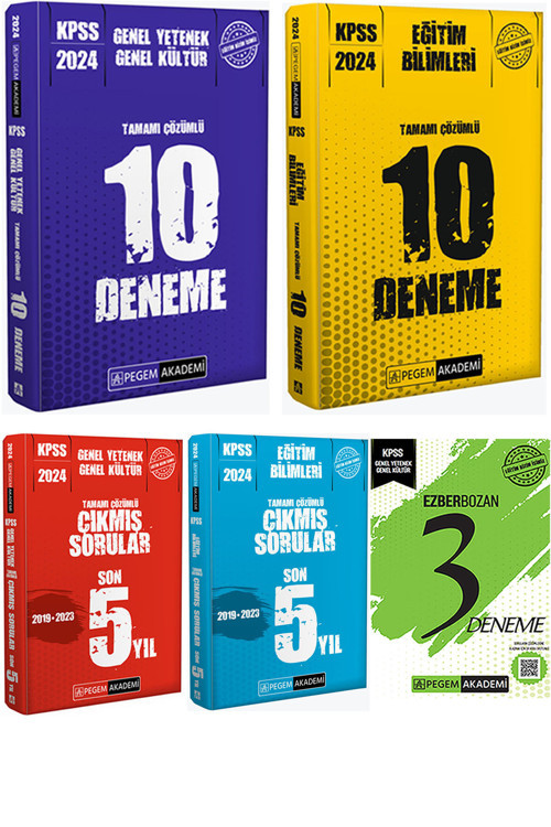 Pegem Akademi Yayıncılık KPSS 2024 GYGK Eğitim Bilimleri Çıkmış Sorular - 10+10 Deneme - Ezberbozan 3 Deneme