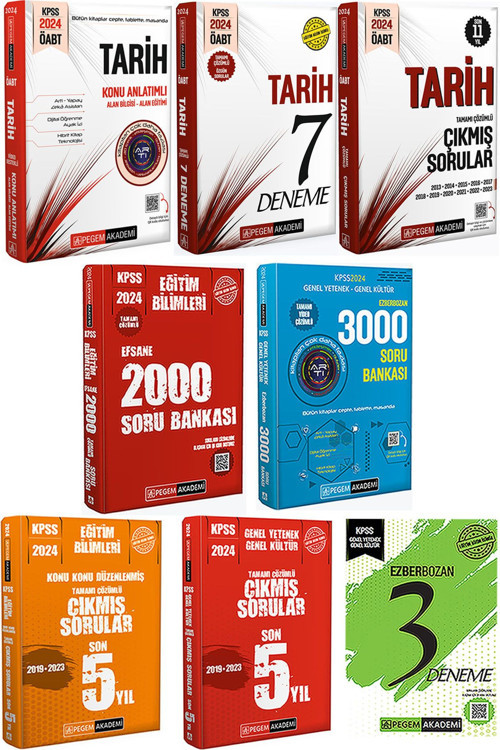Pegem Akademi Yayıncılık KPSS 2024 ÖABT Tarih Mega Set(Konu-Deneme-Çıkmış Sorular)2000+3000 Soru-Çıkmış Sorular-3 Deneme