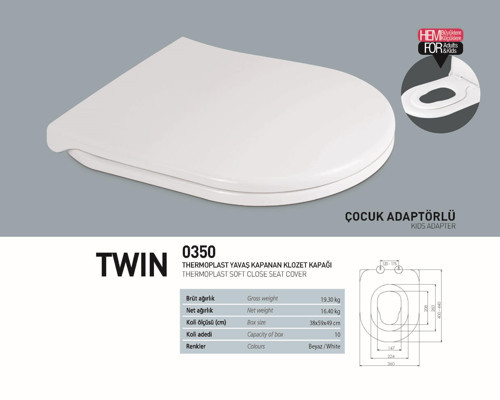 NKP THERMOPLAST YVŞ KAP. TWIN ÇOCUK YETİŞKİN KLOZET KAPAĞI