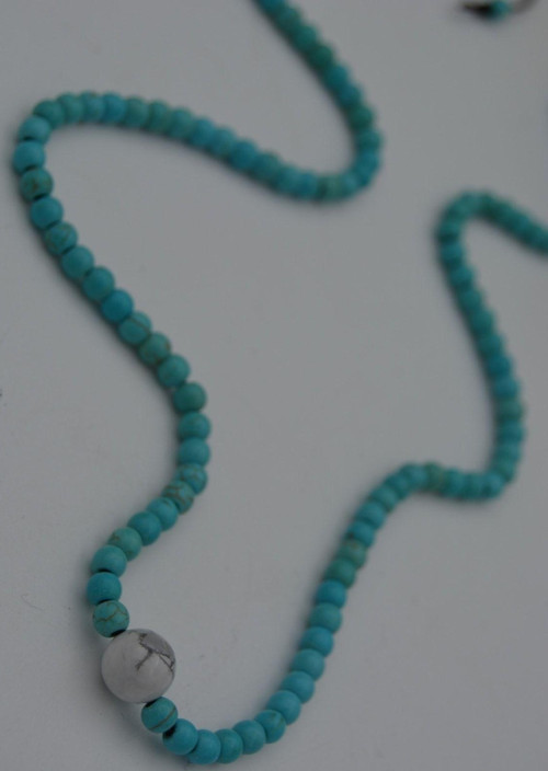 Jewellery Inci Ve Turkuaz Taşlı Metalsiz Kolye İnci ve Turkuaz