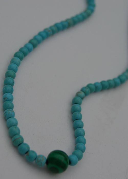 Jewellery Malahit Ve Turkuaz Taşlı Metalsiz Kolye Turkuaz