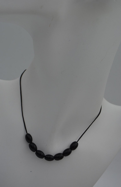 Jewellery Yedili Arpa Metalsiz Kolye Siyah
