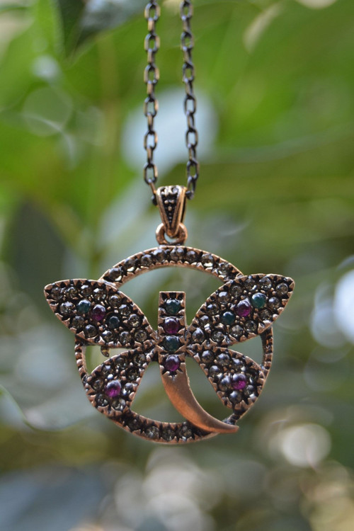 Jewellery Yusufçuk Bayan Kolye Yeşil, Bordo ve Şeffaf