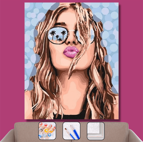 Pastelya Sayılarla Boyama Seti Rulo Çerçevesiz Pop Art Öpücüğü