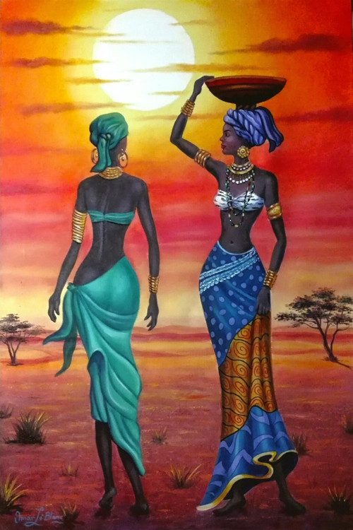 Pastelya Sayılarla Boyama Seti Çerçeveli Kasnaklı Afrika Kadınları Ve Kuraklık
