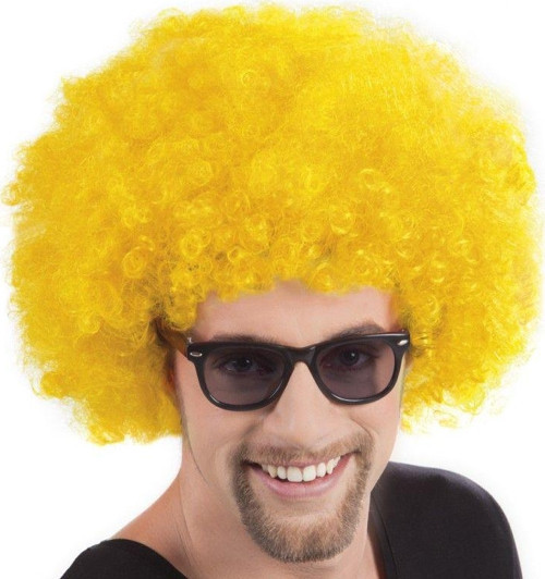 Parti Aksesuar Sarı Renk Kıvırcık Afro Bonus Peruk