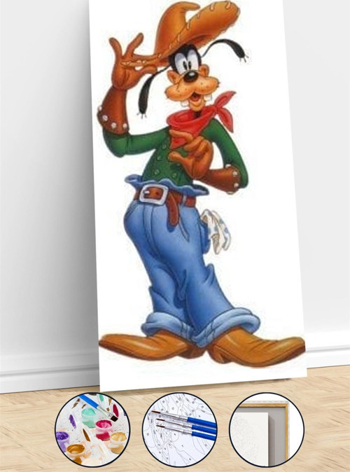 Pastelya Sayılarla Boyama Seti Çerçeveli Kasnaklı Kasabalı Goofy