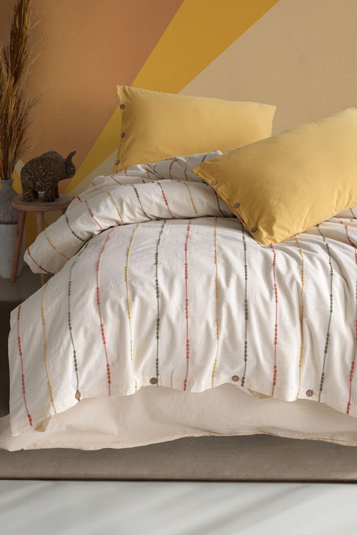 Macas Home Iris %100 Pamuklu Yıkamalı İpliği Boya Vintage Çift Kişilik Nevresim Takım 200x220 Irsckt 2