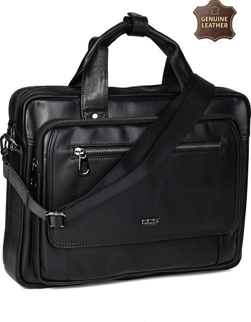 71473 Hakiki Deri Unisex Evrak Çantası Laptop Bölmeli Profesyonel İş Çantası Siyah