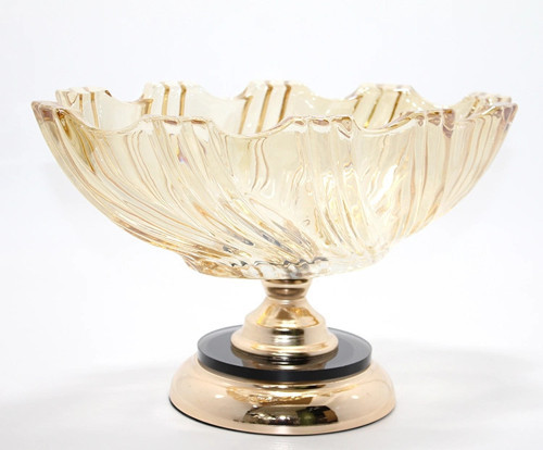 Lüks Ayaklı Kristal Cam Gondol Sunumluk Gold Detaylı Liv182