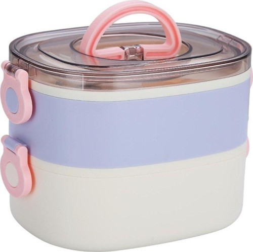Bento 1200ml Çift Renkli Lunchbox Yeni Koleksiyon 2 Katlı Çelik Sefer Tası Yemek Kutusu
