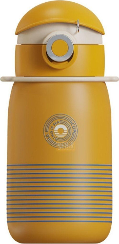 Cocosmile 500ml Yeni Koleksiyon Çizgi Desenli Pipetli Askılı Çelik Termos Çocuk Matarası
