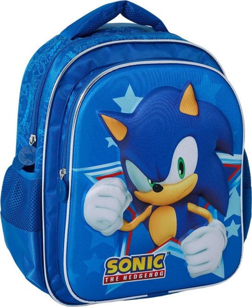 Sonic The Hedgehod Kabartmalı Okul Çantası İki Bölmeli