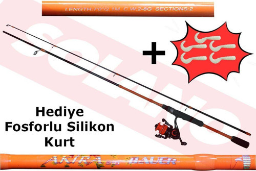 Bauer Akira - Score Olta Seti, Fosforlu Silikon Kurt Hediyeli Olta Seti, Hobi Kıyı Lrf-Spin Seti