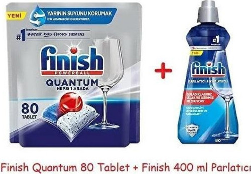 Quantum 80 Tablet Bulaşık Makinesi Deterjanı + Bulaşık Makinesi Parlatıcı ve Kurutucu 400 ml