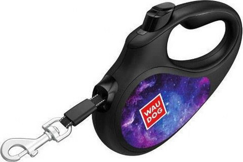 Collar Geri Çekilebilir Köpek Gezdirme Tasması NASA21 desenli S 15 KG kadar, 5 mt siyah