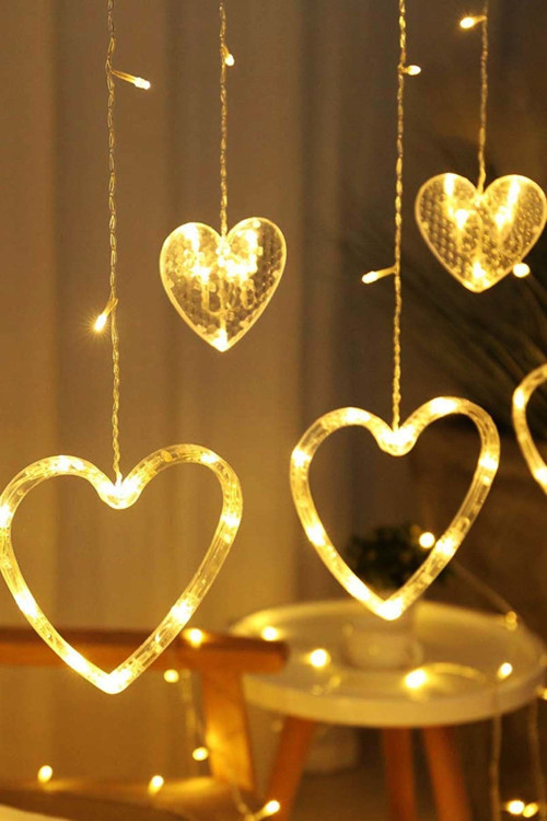 Patladı Gitti Kalpli Perde Led Işık 2,5 X 1 Metre
