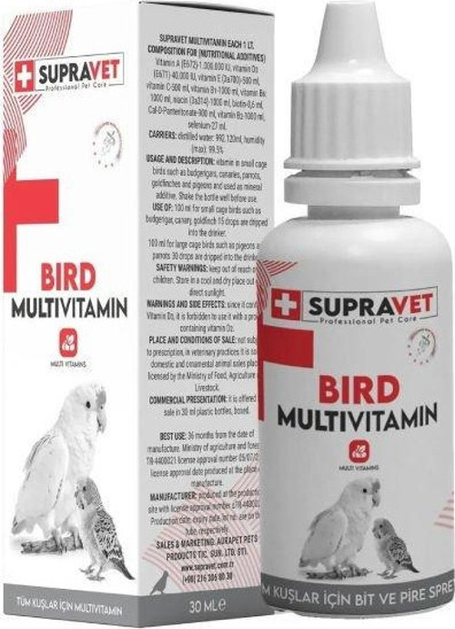 Plus Kanarya Papağan Güvercin ve Muhabbet Kuşları için Multivitamin Damla 30 Ml