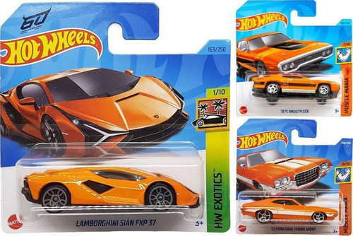 3 Araç Set - Lamborghini Sian FKP 37 & '71 Plymouth Gtx & '72 Ford Gran Torino Sport (1/64)