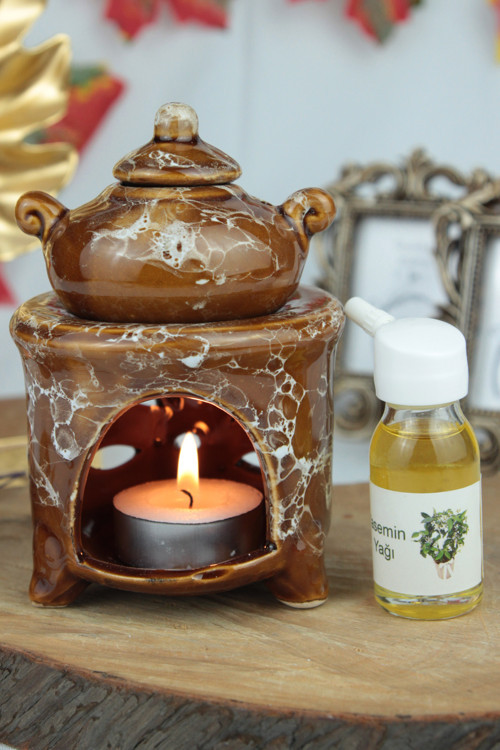 Buhurdanlık Demlik Tasarımlı & Mum Buhur Koku Set